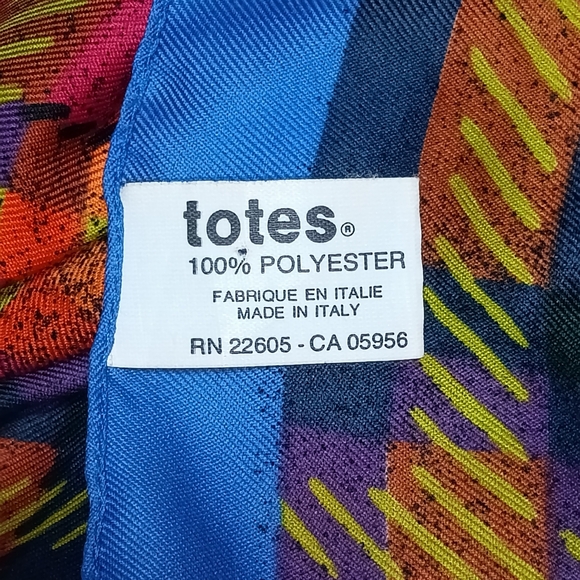 Vintage Totes Scarf Orange Blue Multicolor Patterned Square - Picture 5 of 5